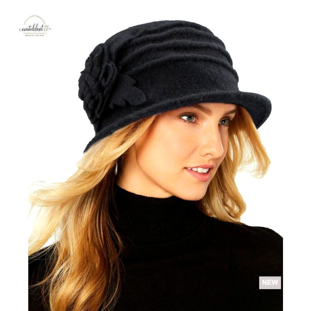 Vintage Wool Cloche Hat Adjustable Derby Style Winter Sun Protection